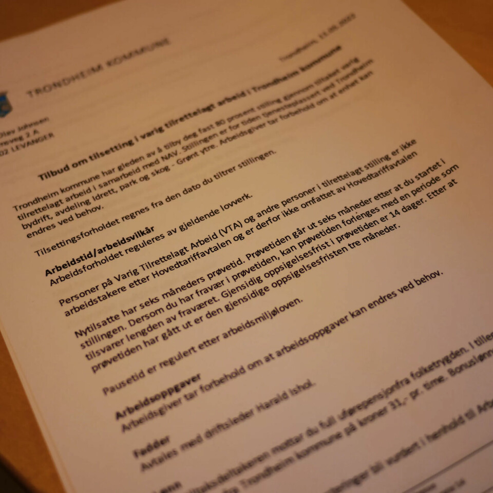IKKE MED: Arbeidskontrakten er klar på at Johansen ikke er omfattet av hovedtariffavtalen. IKKE MED: Arbeidskontrakten er klar på at Johansen ikke er omfattet av hovedtariffavtalen.