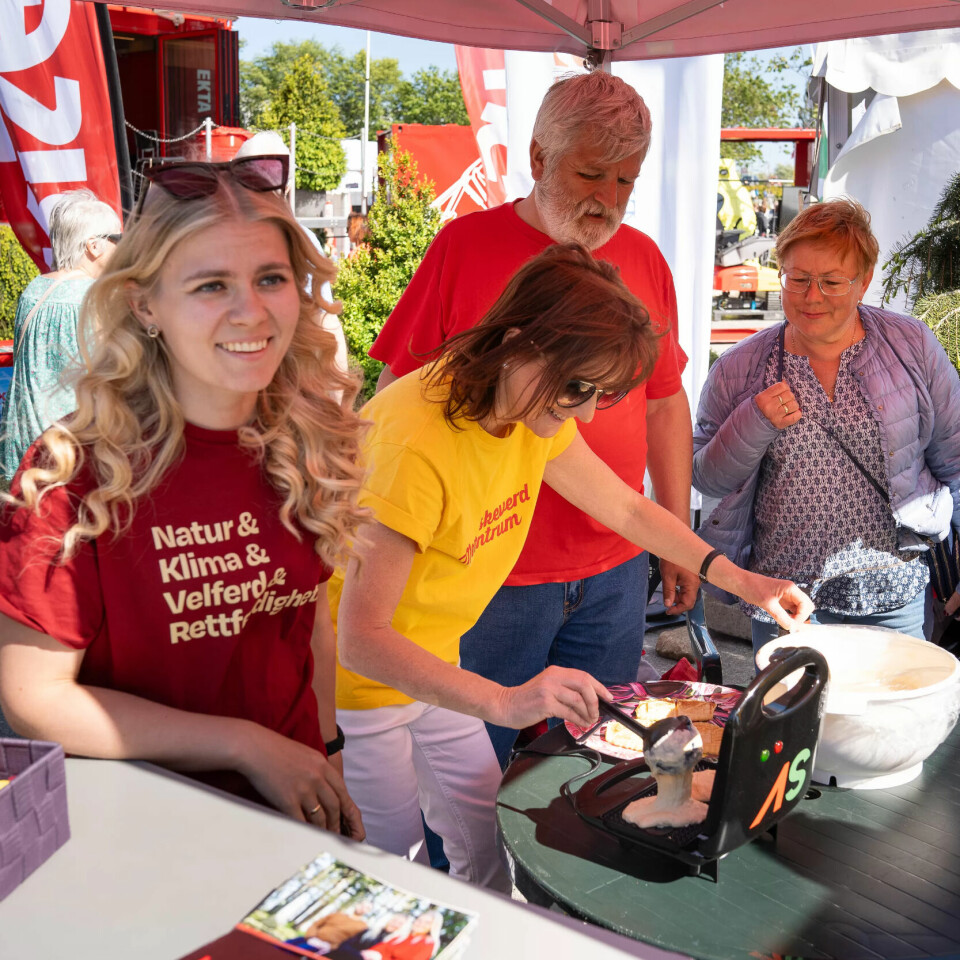 Når det er Nærbø-dager stimler folk til. Pappa Sigve Romslo får hjelp med vaffeljernet, mens Jeanette Lea Romslo sanker stemmer. Når det er Nærbø-dager stimler folk til. Pappa Sigve Romslo får hjelp med vaffeljernet, mens Jeanette Lea Romslo sanker stemmer.