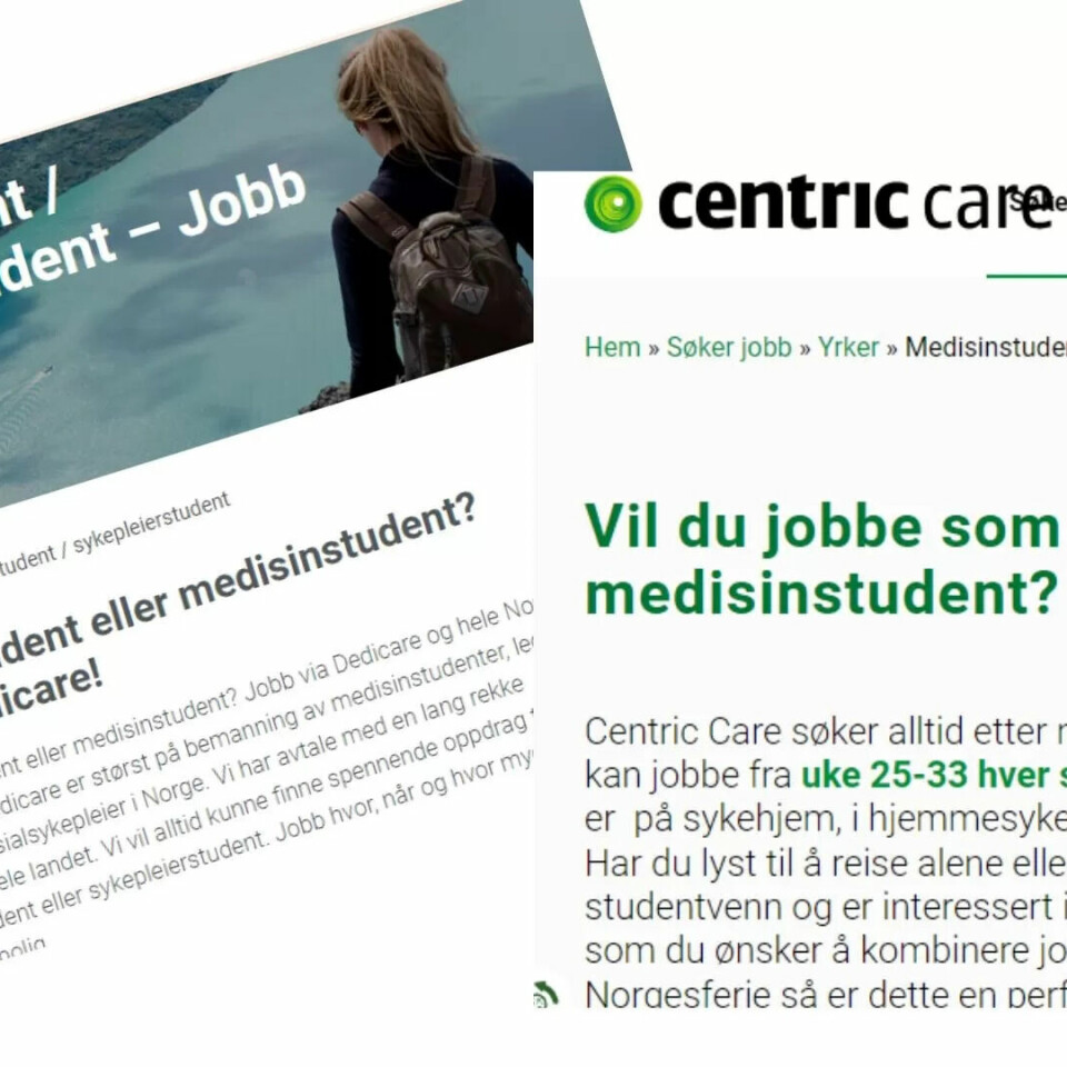 ET MARKED FOR STUDENTER: Eksempler på norske bemanningsbyråer som spesifikt henvender seg til medisinstudenter. ET MARKED FOR STUDENTER: Eksempler på norske bemanningsbyråer som spesifikt henvender seg til medisinstudenter.