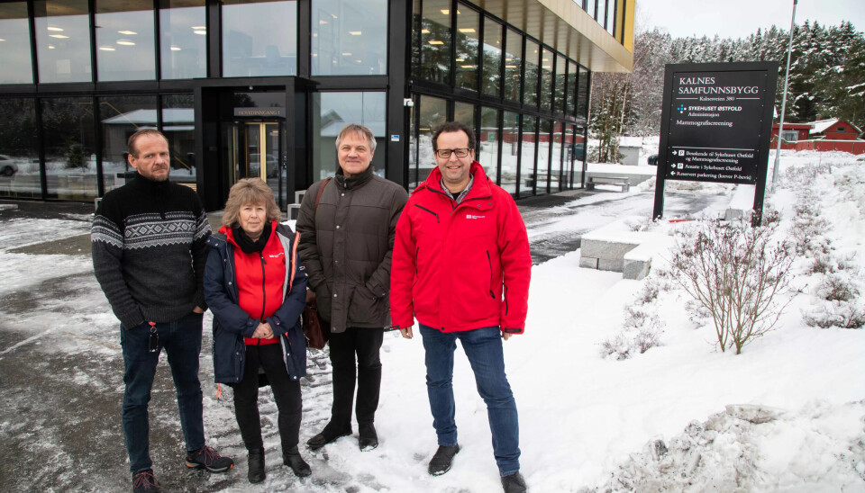 Fagforbundets tillitsvalgte Renè Utgaard, Nina Simonsen, Helge Sporsheim og Lloyd Forbes mener det er mye å lære av Sykehuset Østfolds arbeid med oppgavedeling Fagforbundets tillitsvalgte Renè Utgaard, Nina Simonsen, Helge Sporsheim og Lloyd Forbes mener det er mye å lære av Sykehuset Østfolds arbeid med oppgavedeling