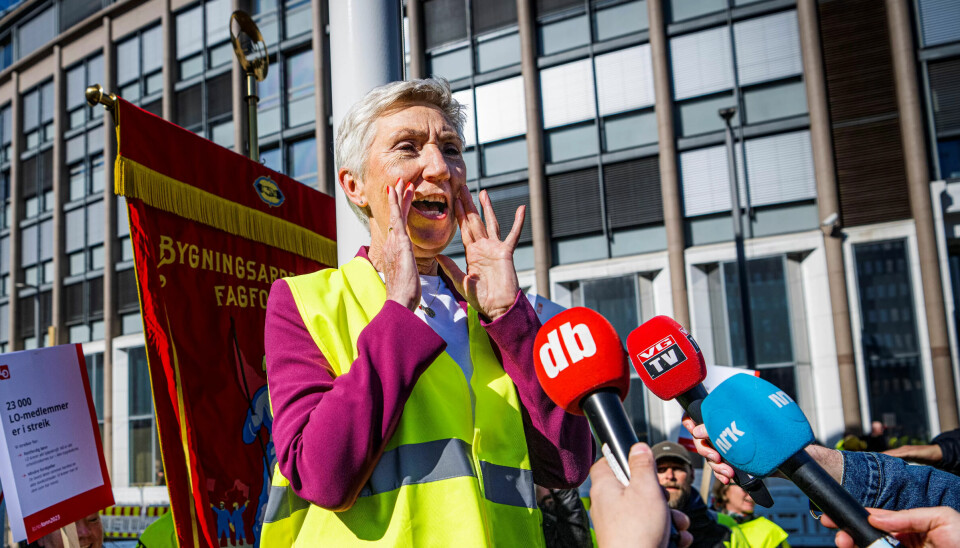 STREIK? LO-leder Peggy Hessen Følsvik under streiken i lønnsoppgjøret i 2023. STREIK? LO-leder Peggy Hessen Følsvik under streiken i lønnsoppgjøret i 2023.
