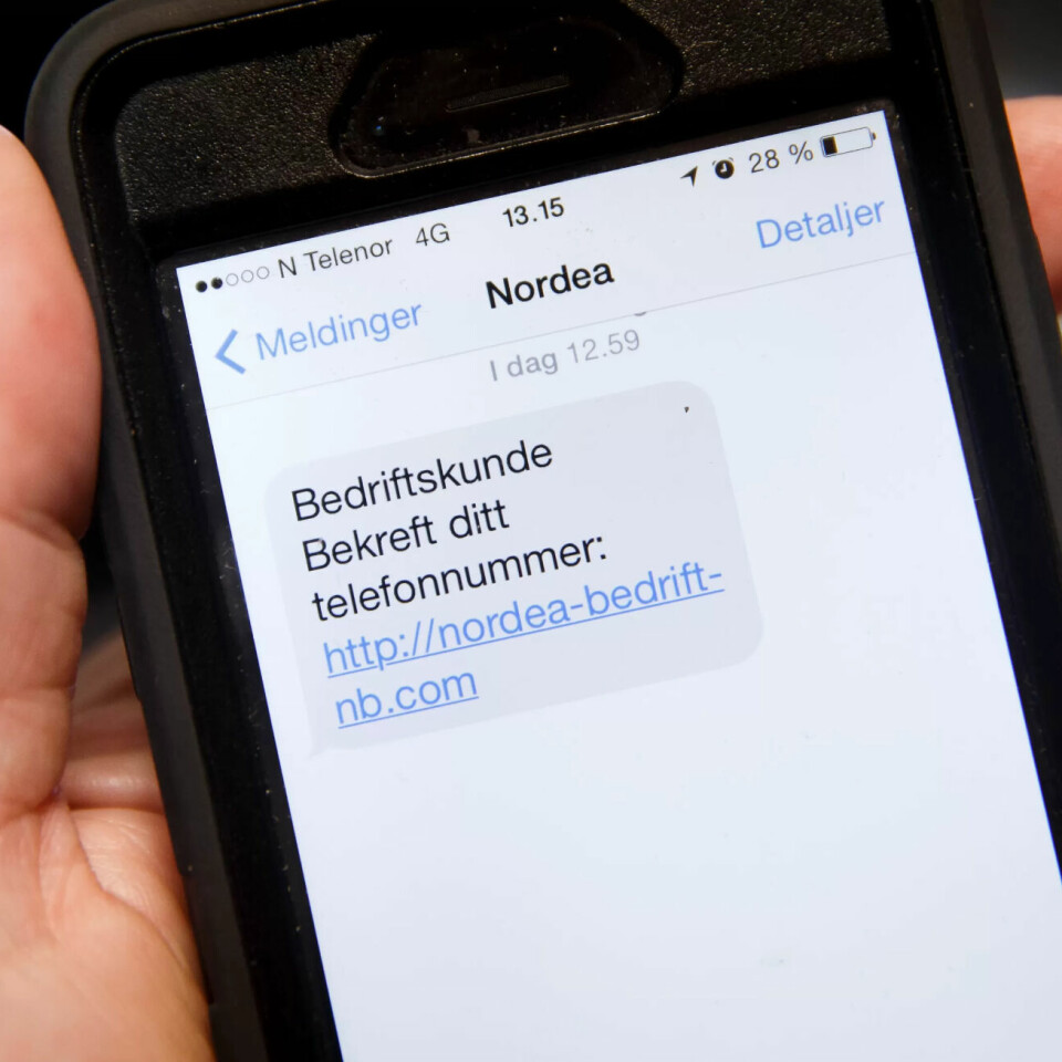 Nordea advarer mot SMS-svindel, eller såkalt smishing. (Arkivfoto) Nordea advarer mot SMS-svindel, eller såkalt smishing. (Arkivfoto)
