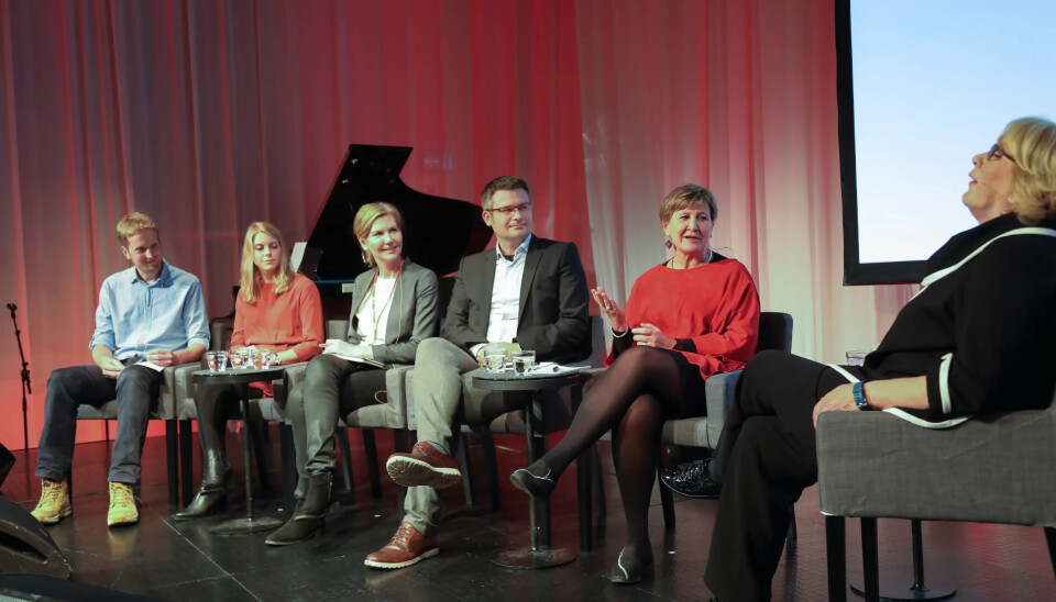 PANELDEBATT:Jørgen Heibø Modalsli, Ina Søraunet Wangberg, Marianne Marthinsen, Roger Bjørnstad, Mette Nord diskuterte ulikhet og arbeidsinnvandring under ledelse av Anne Grosvold. PANELDEBATT:Jørgen Heibø Modalsli, Ina Søraunet Wangberg, Marianne Marthinsen, Roger Bjørnstad, Mette Nord diskuterte ulikhet og arbeidsinnvandring under ledelse av Anne Grosvold.