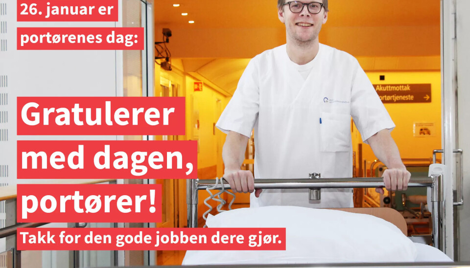 Dette er Fagforbundets gratulasjon til portørene på dagen. Dette er Fagforbundets gratulasjon til portørene på dagen.