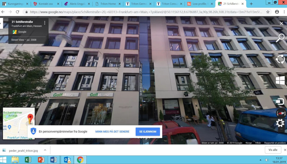 HOVEDKVARTER: Her i Frankfurt er Tritons hovedkvarter. Investorselskapet har avdelingskontor i seks europeiske land, New York og Kina. HOVEDKVARTER: Her i Frankfurt er Tritons hovedkvarter. Investorselskapet har avdelingskontor i seks europeiske land, New York og Kina.