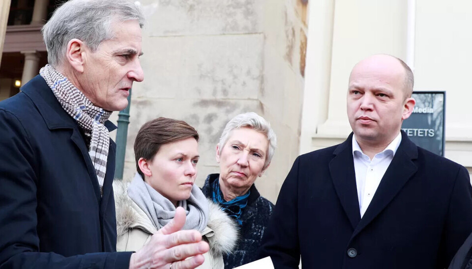 Jonas Gahr Støre og Trygve Slagsvold Vedum. Jonas Gahr Støre og Trygve Slagsvold Vedum.