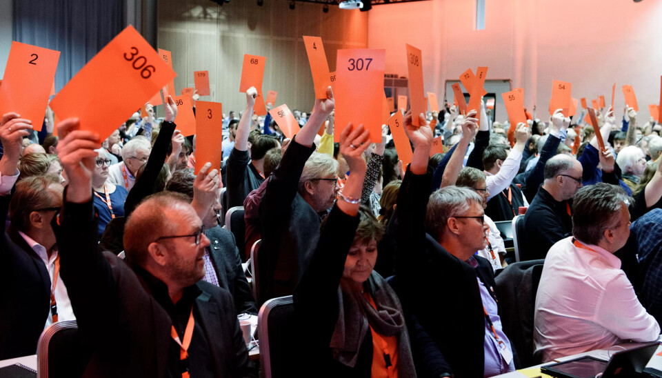 Jan Olav Andersen, leder i EL og IT Forbundet, og Mette Nord, leder i Fagforbundet, og 191 andre stemmer for full boikott av Israel på LO-kongressen forrige uke. Jan Olav Andersen, leder i EL og IT Forbundet, og Mette Nord, leder i Fagforbundet, og 191 andre stemmer for full boikott av Israel på LO-kongressen forrige uke.