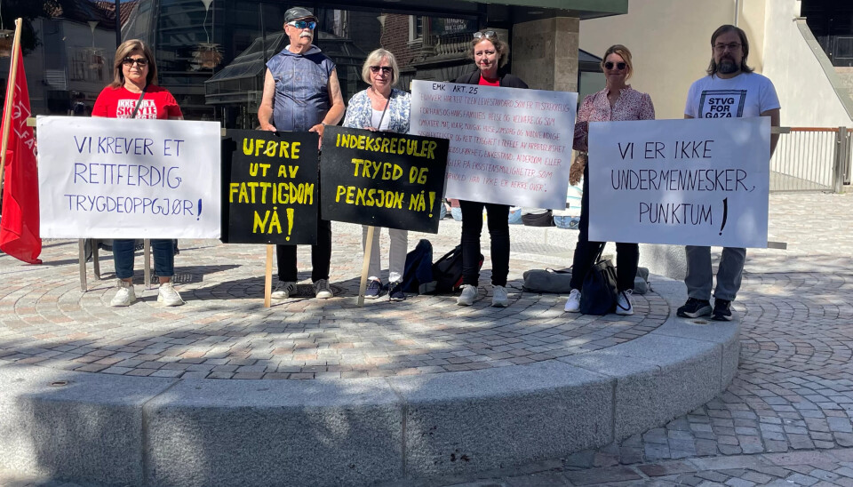 SKAM: Uføre møter mye hets, og kjenner på mye skam for å være uføre, forteller Opsal. Her fra demonstrasjonen i Stavanger mandag 19. mai. SKAM: Uføre møter mye hets, og kjenner på mye skam for å være uføre, forteller Opsal. Her fra demonstrasjonen i Stavanger mandag 19. mai.