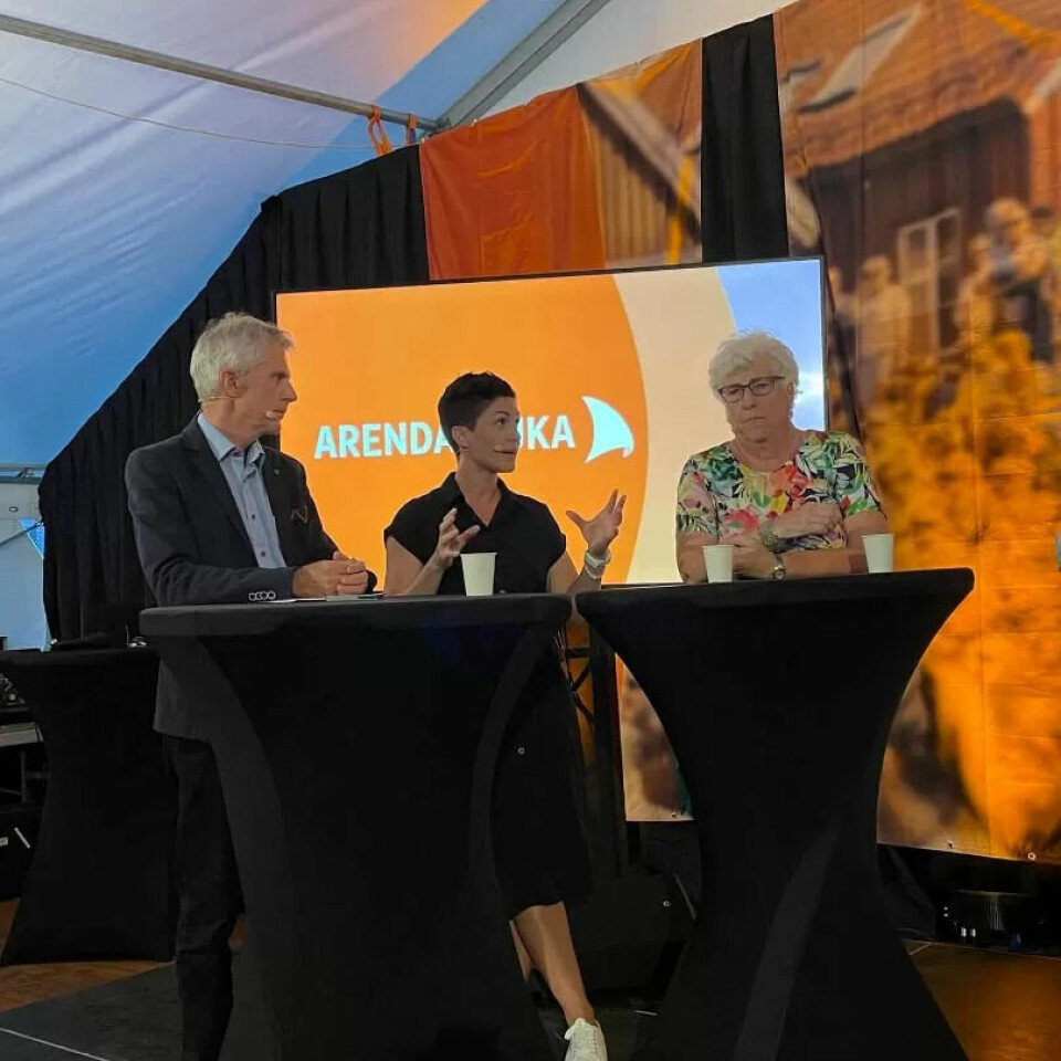 ENGASJERT: Sara Malene Henriksen i debatt under Arendalsuka 2022 med psykiaterne Lars Lien og Randi Rosenqvist. ENGASJERT: Sara Malene Henriksen i debatt under Arendalsuka 2022 med psykiaterne Lars Lien og Randi Rosenqvist.