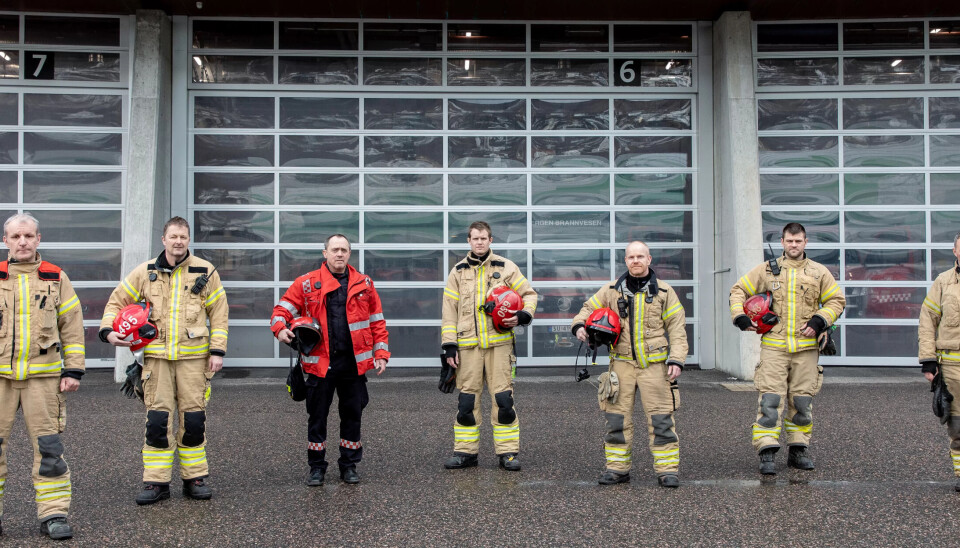 TV-KJENDISER: Noen av de framtidige kjendisene ved Bergen brannvesen: Leif Gjesdahl, Terje Madsen, John Magnus Birkeland, Rene Eriksen, Glenn Lauvik, Lars GŠrtner og Kjetil Landsvik. TV-KJENDISER: Noen av de framtidige kjendisene ved Bergen brannvesen: Leif Gjesdahl, Terje Madsen, John Magnus Birkeland, Rene Eriksen, Glenn Lauvik, Lars GŠrtner og Kjetil Landsvik.