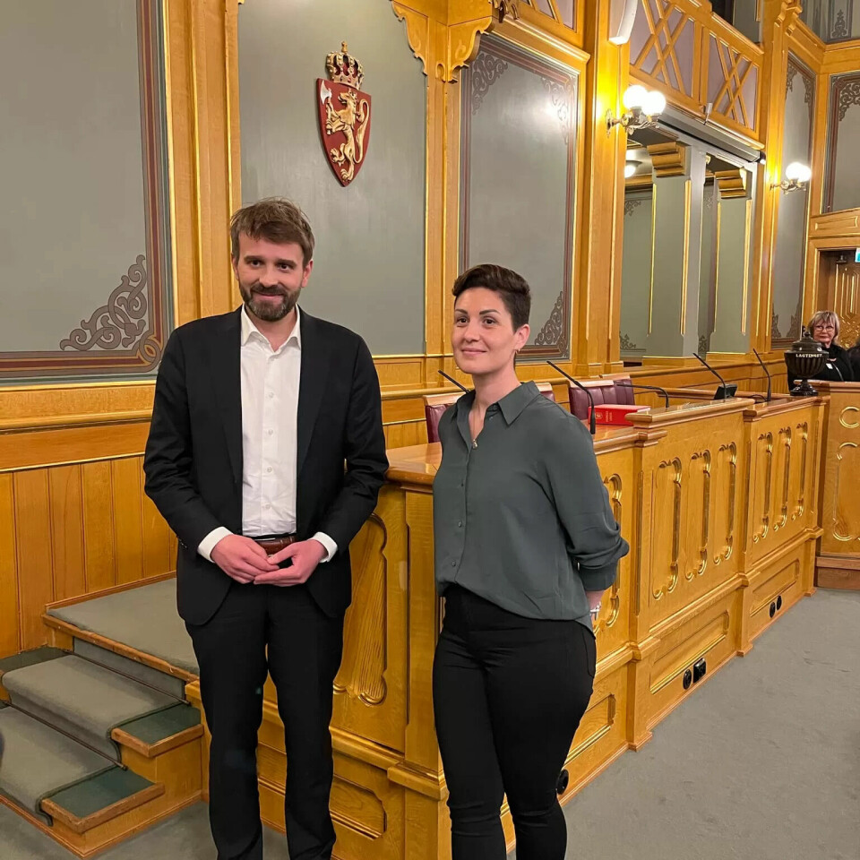 MINISTERMØTE: Jan Christian Vestre og Sara Henriksen i Stortinget MINISTERMØTE: Jan Christian Vestre og Sara Henriksen i Stortinget