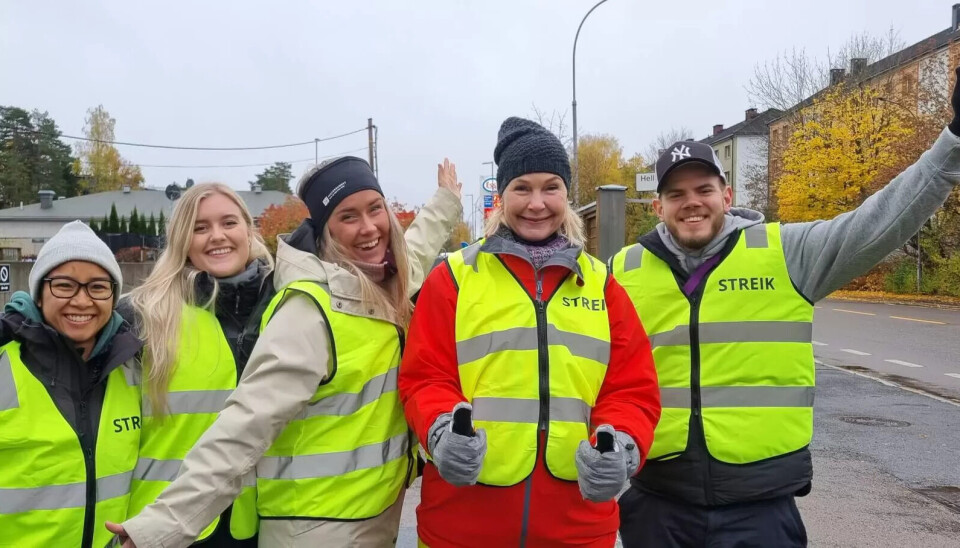 TOPP STEMNING: Streikende i Læringsverkstedet Østmarka idrettsbarnehage. TOPP STEMNING: Streikende i Læringsverkstedet Østmarka idrettsbarnehage.