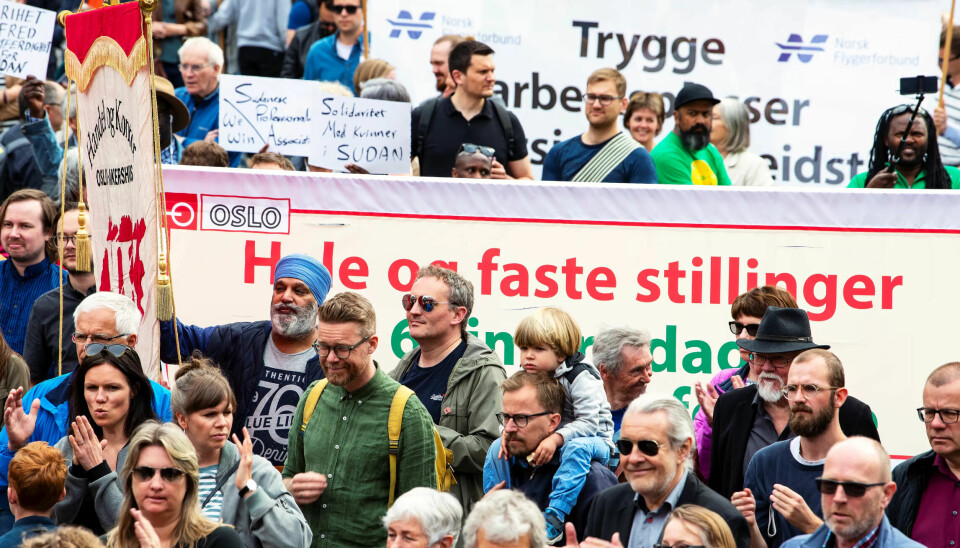 Organisasjonsgraden i Norge er høy, sammenlignet med andre land. Her fra 1. mai-markering i 2018. Organisasjonsgraden i Norge er høy, sammenlignet med andre land. Her fra 1. mai-markering i 2018.