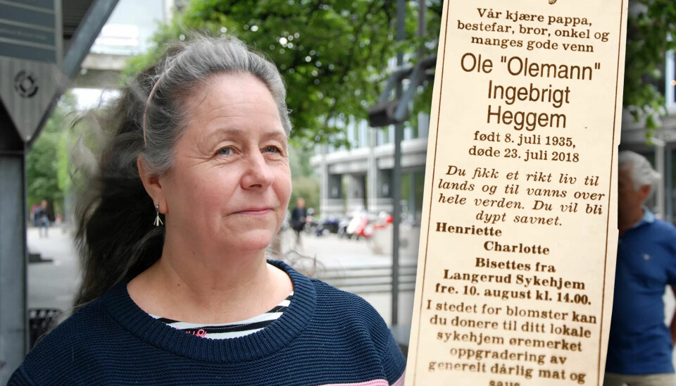 SISTE VILJE: Olemann Heggem ville ha oppgradering av generelt dårlig mat og saus på sykehjemmene. SISTE VILJE: Olemann Heggem ville ha oppgradering av generelt dårlig mat og saus på sykehjemmene.
