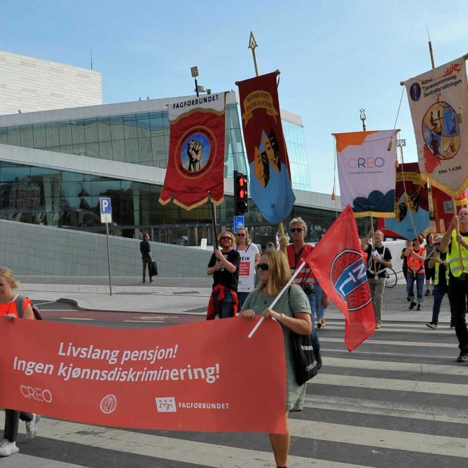 KULTURSTREIK: De streikende i kultursektoren marsjerte i dag gjennom Oslo sentrum. KULTURSTREIK: De streikende i kultursektoren marsjerte i dag gjennom Oslo sentrum.