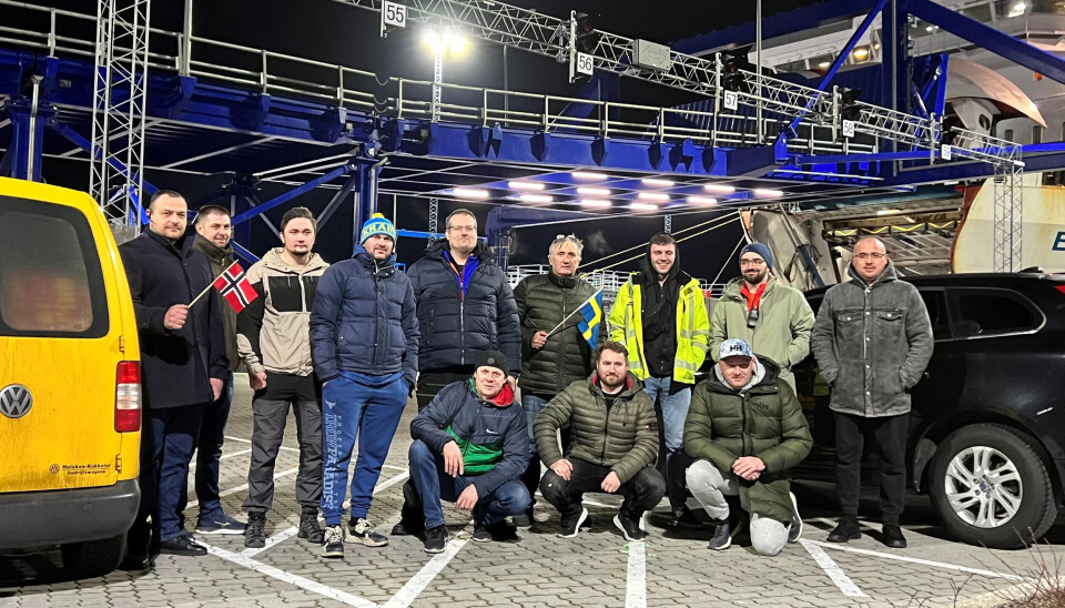 Kristiansund-konvoien: I løpet av to dager hadde Mikhail og vennene hans stablet på beina en hjelpekonvoi på ni biler og 12 sjåfører. Her er de på ferja mellom Sverige og Polen. Kristiansund-konvoien: I løpet av to dager hadde Mikhail og vennene hans stablet på beina en hjelpekonvoi på ni biler og 12 sjåfører. Her er de på ferja mellom Sverige og Polen.