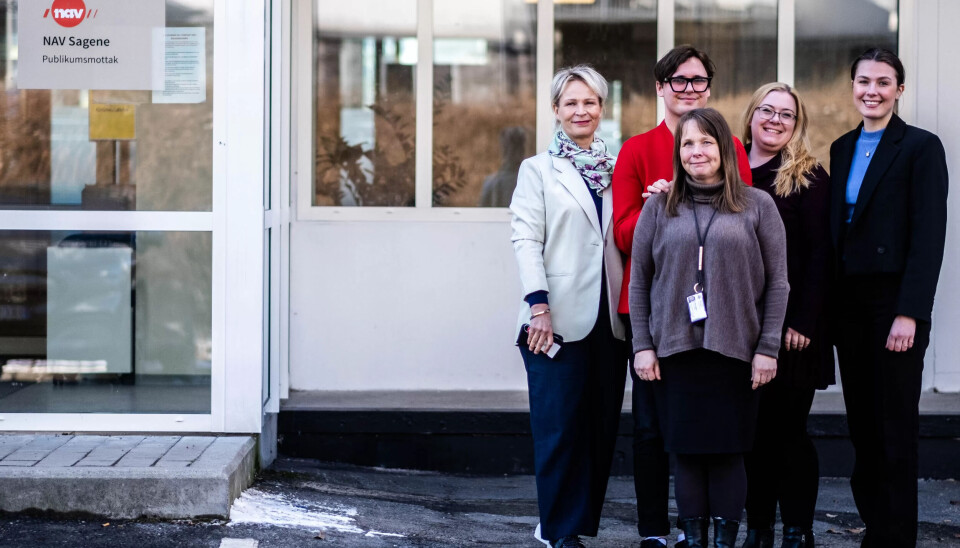 – Nav Sagene har stolte tradisjoner for sosialt arbeid, sier leder Ann Kristin Tveøy (t.v.), her med medarbeiderne Alice Sletbak, Julian Slettaøien, Ida Kristine Brodersen, Vera van Djik – Nav Sagene har stolte tradisjoner for sosialt arbeid, sier leder Ann Kristin Tveøy (t.v.), her med medarbeiderne Alice Sletbak, Julian Slettaøien, Ida Kristine Brodersen, Vera van Djik