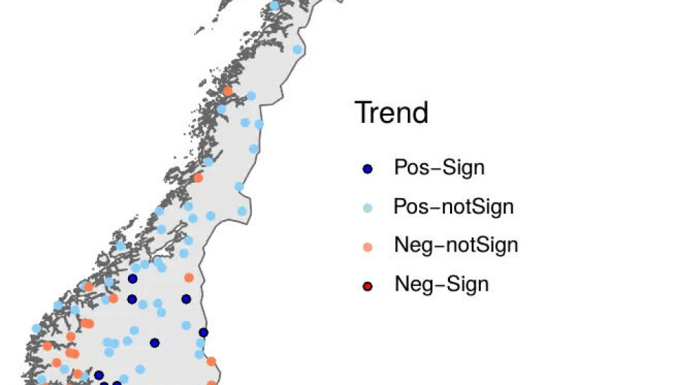Kartet viser høyeste nedbør i løpet av et døgn i sommerhalvåret. Kartet viser høyeste nedbør i løpet av et døgn i sommerhalvåret.
