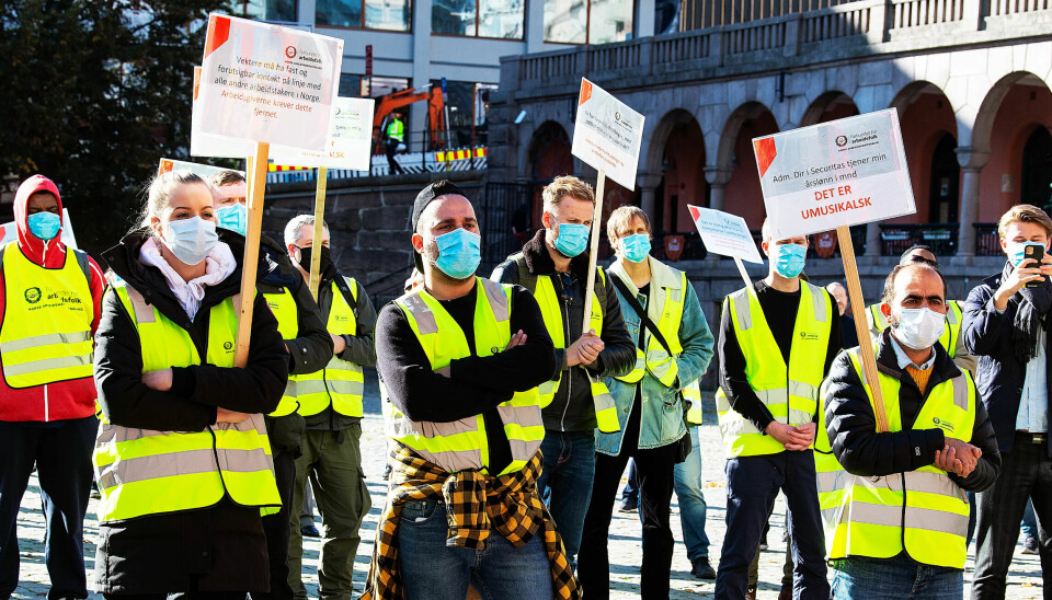 KONFLIKT: Arbeidsmandsforbundet fikk konfliktstøtte fra LO i 2020 på grunn av vekterstreiken. Men streiken svekket ikke et kampfond på 1.145 millioner kroner- KONFLIKT: Arbeidsmandsforbundet fikk konfliktstøtte fra LO i 2020 på grunn av vekterstreiken. Men streiken svekket ikke et kampfond på 1.145 millioner kroner-