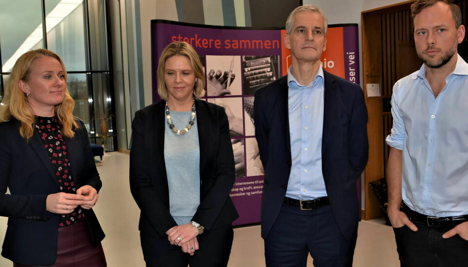 Anniken Hauglie (fra venstre), Sylvi Listhaug, Jonas Gahr Støre og Audun Lysbakken har forskjellig syn på kommersialisering i velferden. Anniken Hauglie (fra venstre), Sylvi Listhaug, Jonas Gahr Støre og Audun Lysbakken har forskjellig syn på kommersialisering i velferden.