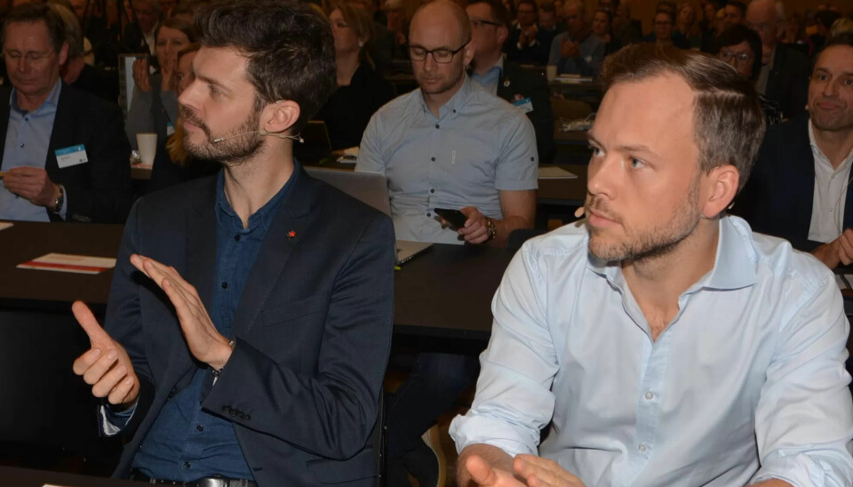 Bjørnar Moxnes (t.v.) og Audun Lysbakken har levert et felles forslag om forbud mot profitt i velferden. Bjørnar Moxnes (t.v.) og Audun Lysbakken har levert et felles forslag om forbud mot profitt i velferden.