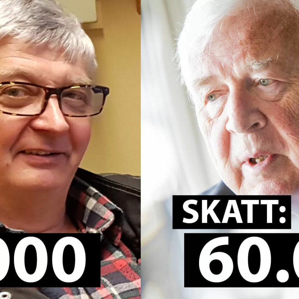 Ragnar Sandblåst, som bidro i helgas redningsarbeid, er oppgitt over at skipsreder Torstein Hagens skatteregning er mye mindre enn hans egen. Ragnar Sandblåst, som bidro i helgas redningsarbeid, er oppgitt over at skipsreder Torstein Hagens skatteregning er mye mindre enn hans egen.