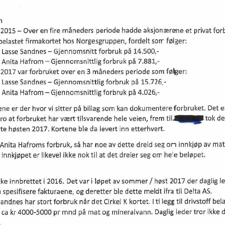 PRIVAT FORBRUK: Utdrag fra varsel med detaljer om privat forbruk til eierne av Baos. Tallene er hentet inn og satt sammen av den tidlige daglige eieren. PRIVAT FORBRUK: Utdrag fra varsel med detaljer om privat forbruk til eierne av Baos. Tallene er hentet inn og satt sammen av den tidlige daglige eieren.