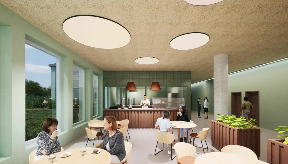 Slik ser arkitektene for seg kantinen i Årstadhuset. ILLUSTRASJON: BØLGEBLIKK ARKITEKTER Slik ser arkitektene for seg kantinen i Årstadhuset. ILLUSTRASJON: BØLGEBLIKK ARKITEKTER