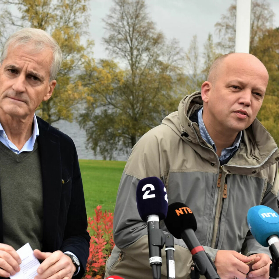 Jonas Gahr Støre og Trygve Slagsvold Vedum. Jonas Gahr Støre og Trygve Slagsvold Vedum.