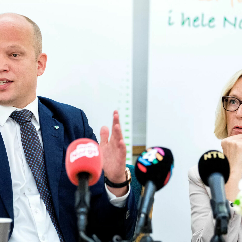 Oslo, NORGE 20190620. Senterpartiets partileder Trygve Slagsvold Vedum og parlamentarisk leder Marit Arnstad under Senterpartiets siste pressekonferanse før sommeren. Oslo, NORGE 20190620. Senterpartiets partileder Trygve Slagsvold Vedum og parlamentarisk leder Marit Arnstad under Senterpartiets siste pressekonferanse før sommeren.