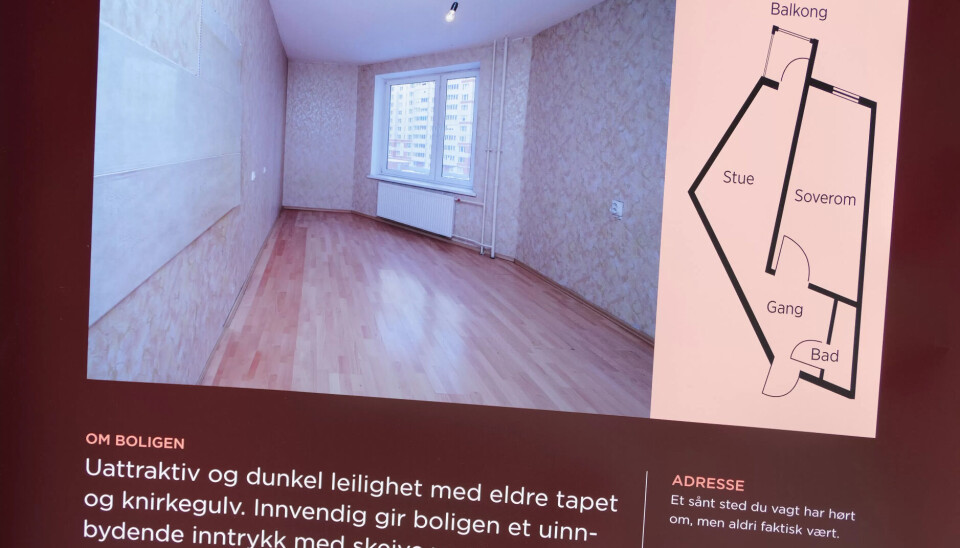 ROTTEREIR: Kva har unge på bustadjakt i Oslo råd til? Om du har vanleg løn og ingen kausjonist, blir det eit rottereir med knirkegolv. I følge det Fagforbundet Ung meiner er den erlege teksten til boligannonsa til ein overkommeleg plass å bu i Oslo. Bildet er frå bolig-kampanja til Fagforbundet Ung. ROTTEREIR: Kva har unge på bustadjakt i Oslo råd til? Om du har vanleg løn og ingen kausjonist, blir det eit rottereir med knirkegolv. I følge det Fagforbundet Ung meiner er den erlege teksten til boligannonsa til ein overkommeleg plass å bu i Oslo. Bildet er frå bolig-kampanja til Fagforbundet Ung.