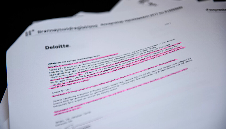 IKKE GODKJENT: Deloitte har konkludert med at Skagerak-Entreprise Eiendom ikke har sørget for god nok dokumentasjon av regnskapsopplysningene sine for 2017. IKKE GODKJENT: Deloitte har konkludert med at Skagerak-Entreprise Eiendom ikke har sørget for god nok dokumentasjon av regnskapsopplysningene sine for 2017.