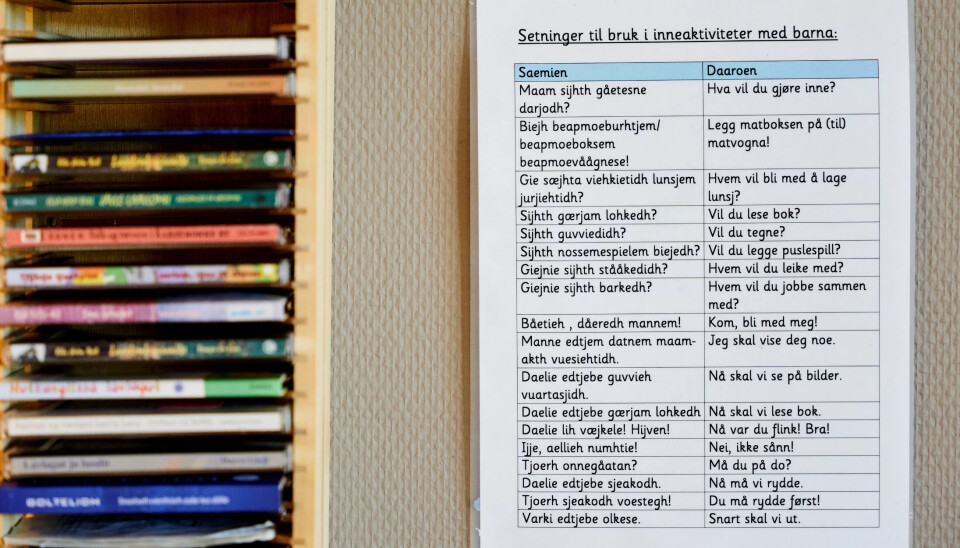 Ikke alle barna har sørsamisk som hjemmespråk. Morten Berg, styrer i den samiske barnehagen, mener bøkene er et godt hjelpemiddel. Ikke alle barna har sørsamisk som hjemmespråk. Morten Berg, styrer i den samiske barnehagen, mener bøkene er et godt hjelpemiddel.