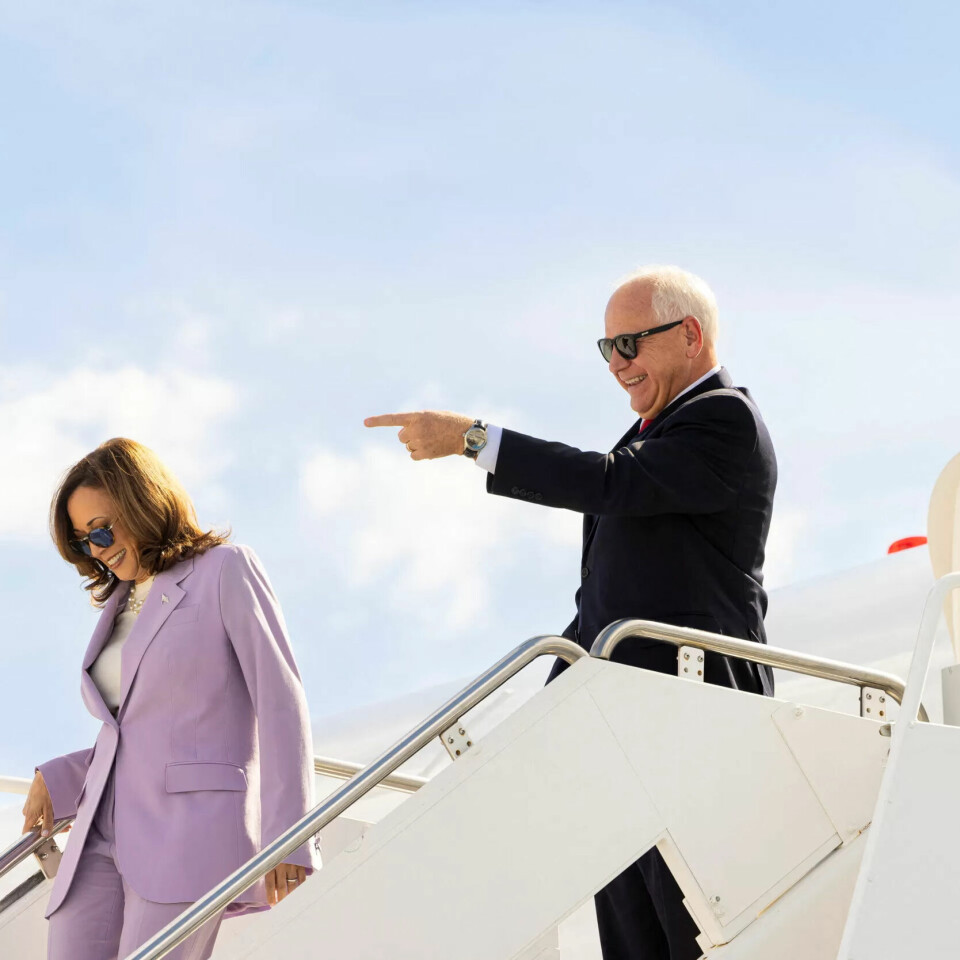 GOD STEMNING: Demokratenes presidentkandidat Kamala Harris sammen med visepresidentkandidat Tim Walz. GOD STEMNING: Demokratenes presidentkandidat Kamala Harris sammen med visepresidentkandidat Tim Walz.