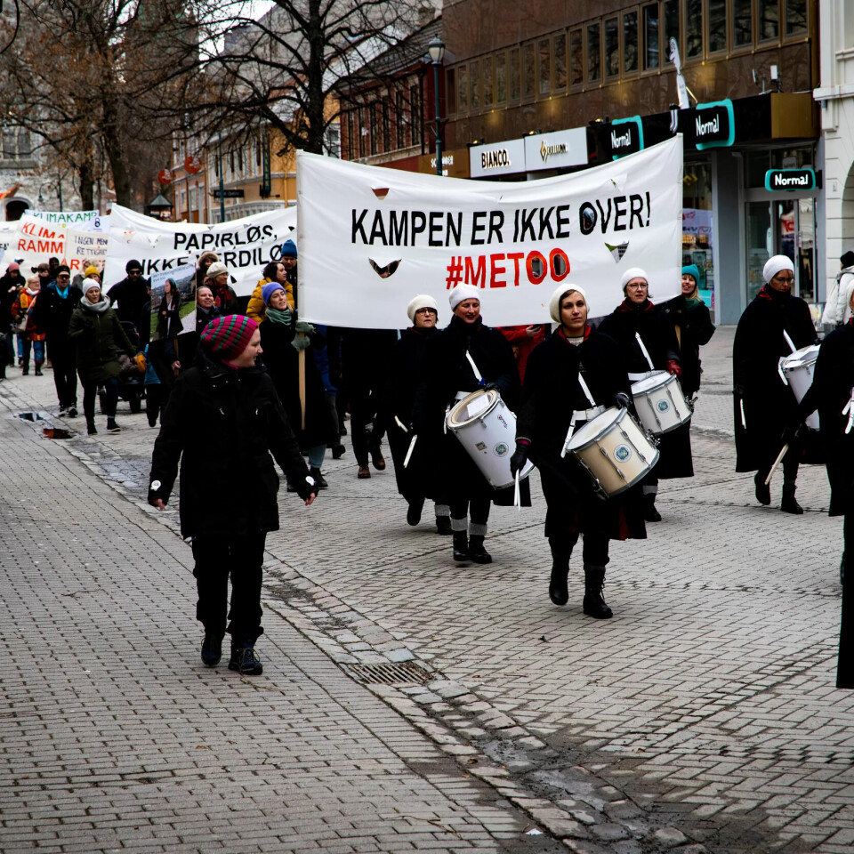 IKKE OVER: #Metoo-kampen fortsetter. Her er en parole fra kvinnendagen i 2020. IKKE OVER: #Metoo-kampen fortsetter. Her er en parole fra kvinnendagen i 2020.