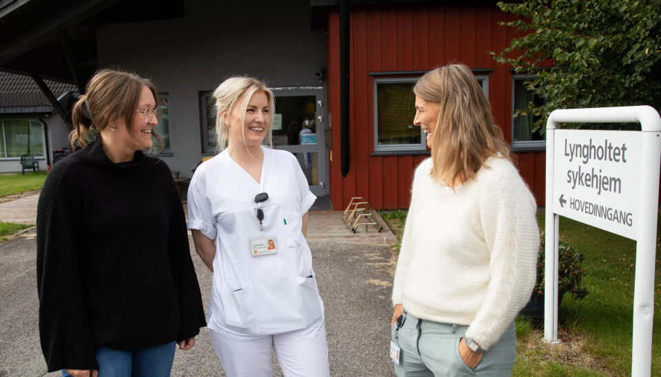 SAMARBEID: Sykepleierne Kristin Johansen og Kine Brennodden med kommunens rådgiver for velferdsteknologi, Åshild Sæther Engen. SAMARBEID: Sykepleierne Kristin Johansen og Kine Brennodden med kommunens rådgiver for velferdsteknologi, Åshild Sæther Engen.