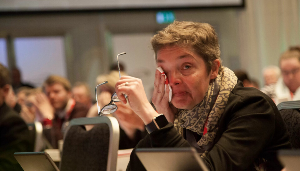RØRT: Renee Rasmussen ble rørt over støtten fra de mindre forbundene på kongressen. RØRT: Renee Rasmussen ble rørt over støtten fra de mindre forbundene på kongressen.