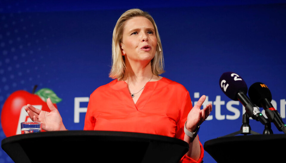 Fremskrittspartiets leder Sylvi Listhaug holdt torsdag en valgtale i Oslo. Fremskrittspartiets leder Sylvi Listhaug holdt torsdag en valgtale i Oslo.