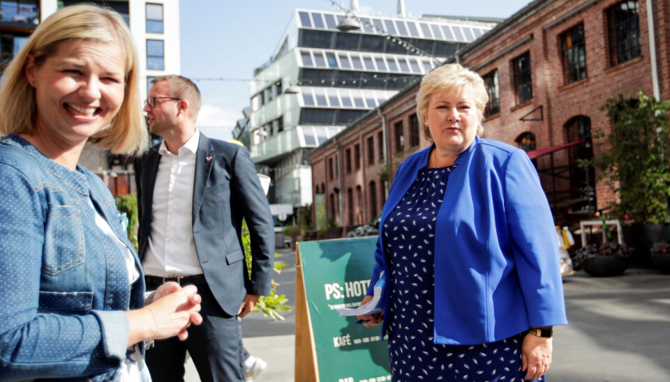 Høyre-leder Erna Solberg, Venstre-leder Guri Melby og KrF-leder Kjell Ingolf Ropstad lanserer ti grep for å skape arbeidsplasser og sikre at flere får jobb. Høyre-leder Erna Solberg, Venstre-leder Guri Melby og KrF-leder Kjell Ingolf Ropstad lanserer ti grep for å skape arbeidsplasser og sikre at flere får jobb.