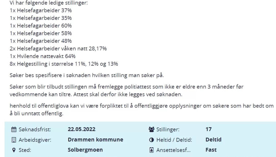 Se denne jobbannonsen: Ap-kommunen er pilotkommune for heltids-satsing