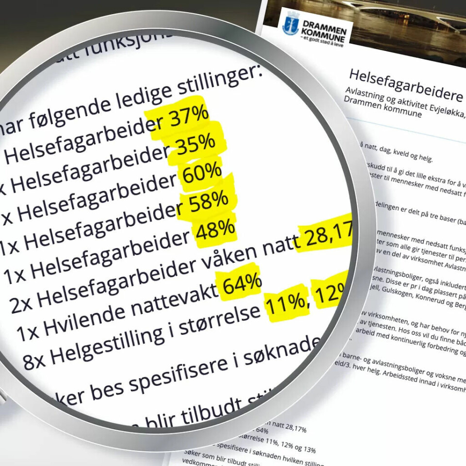 Her er noen av stillingene Drammen har utlyst som helsefagarbeider ved Evjeløkka. Her er noen av stillingene Drammen har utlyst som helsefagarbeider ved Evjeløkka.