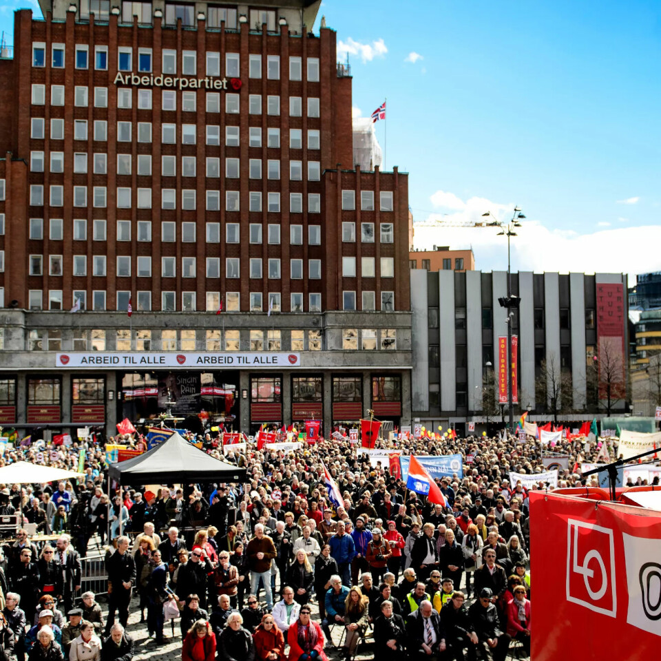 FOLKETOMT: 1. mai-foto 2020 av Youngstorget vil trolig vise en øde plass. Feiringen av dagen vil skje på digitale flater. Dette er fra 1. mai i 2016. FOLKETOMT: 1. mai-foto 2020 av Youngstorget vil trolig vise en øde plass. Feiringen av dagen vil skje på digitale flater. Dette er fra 1. mai i 2016.