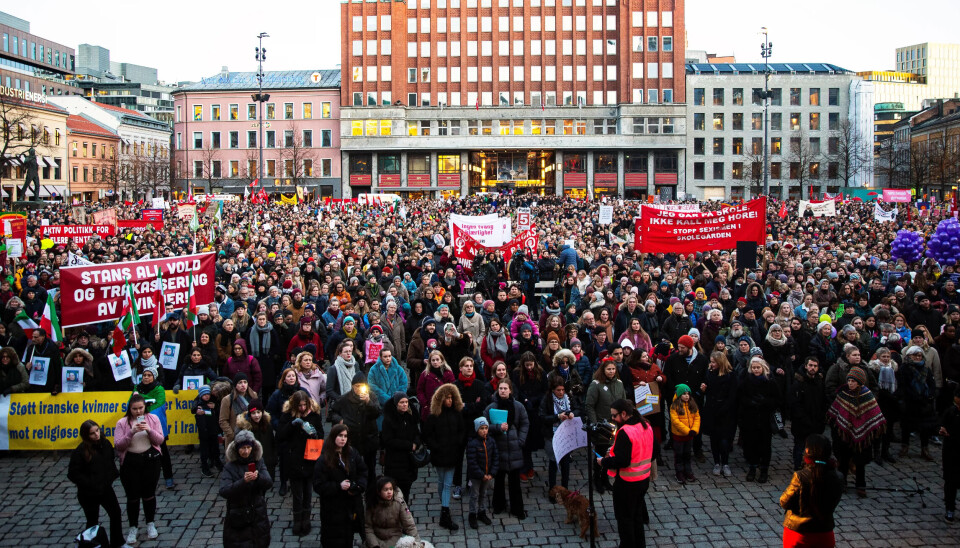Markeringen av kvinnedagen i 2019 på Youngstorget i Oslo. Markeringen av kvinnedagen i 2019 på Youngstorget i Oslo.