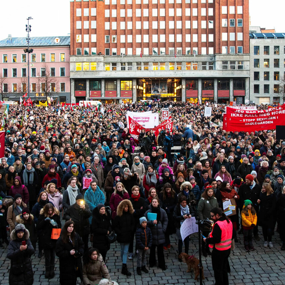 Markeringen av kvinnedagen i 2019 på Youngstorget i Oslo. Markeringen av kvinnedagen i 2019 på Youngstorget i Oslo.