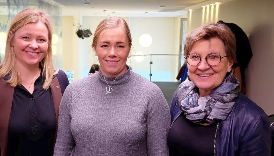 Kjersti Stenseng, Lene Thorkildsen og Mette Nord på avslutningsmøte mellom Arbeiderpartiet og Fagforbundet om heltidskultur. Kjersti Stenseng, Lene Thorkildsen og Mette Nord på avslutningsmøte mellom Arbeiderpartiet og Fagforbundet om heltidskultur.