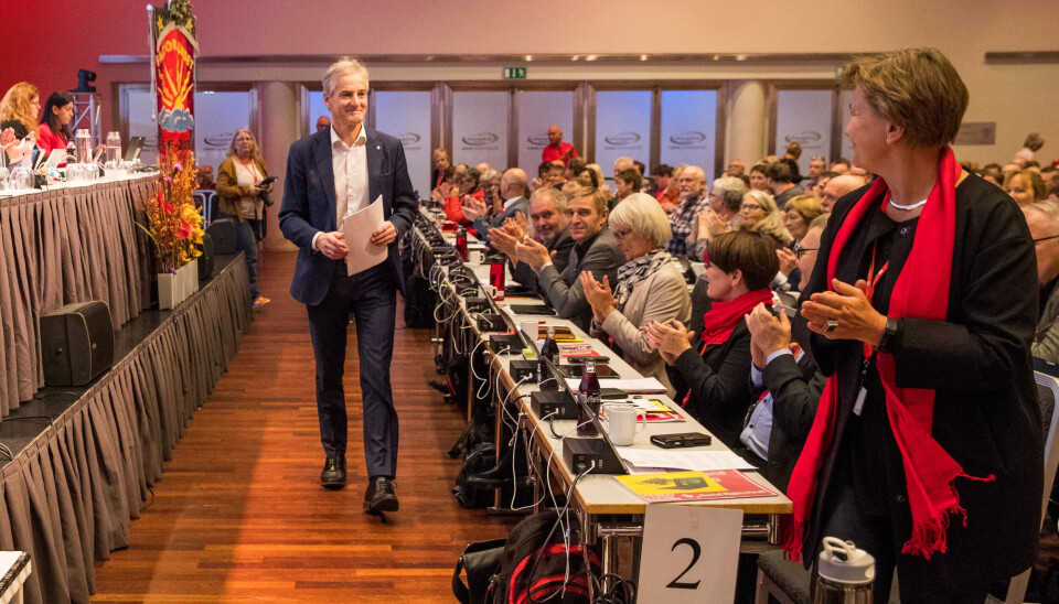 AP-BÅND: Jonas Gahr Støre og Mette Nord på Fagforbundets landsmøte i 2017. AP-BÅND: Jonas Gahr Støre og Mette Nord på Fagforbundets landsmøte i 2017.