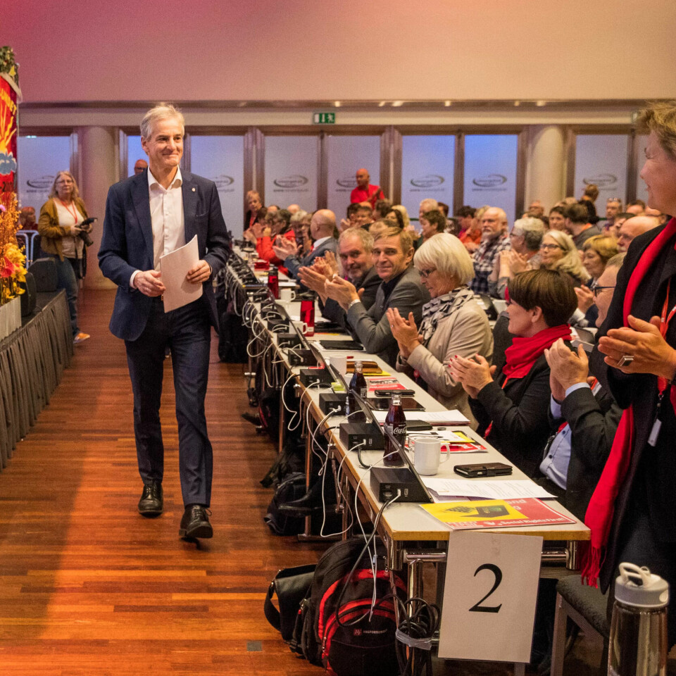 AP-BÅND: Jonas Gahr Støre og Mette Nord på Fagforbundets landsmøte i 2017. AP-BÅND: Jonas Gahr Støre og Mette Nord på Fagforbundets landsmøte i 2017.