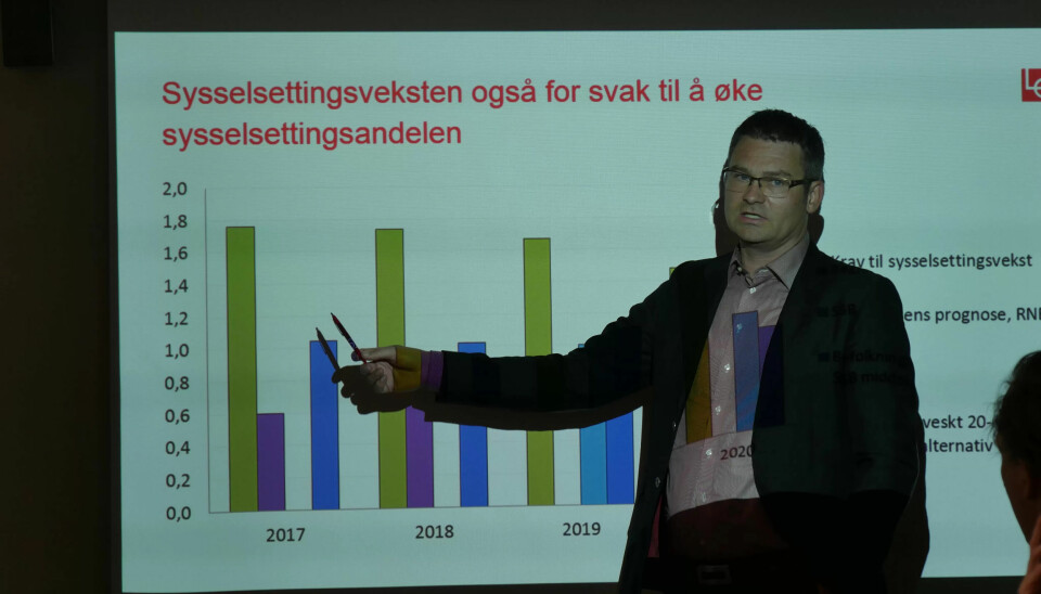 FORKLARER PRESSEN: Roger Bjørnstad og LO arrangerte pressekonferanse denne uken om hva de mener må på plass for å få full sving på økonomien igjen. Torsdag kommer Høyre/Frp-regjeringen med statsbudsjettet og sine tiltak. FORKLARER PRESSEN: Roger Bjørnstad og LO arrangerte pressekonferanse denne uken om hva de mener må på plass for å få full sving på økonomien igjen. Torsdag kommer Høyre/Frp-regjeringen med statsbudsjettet og sine tiltak.