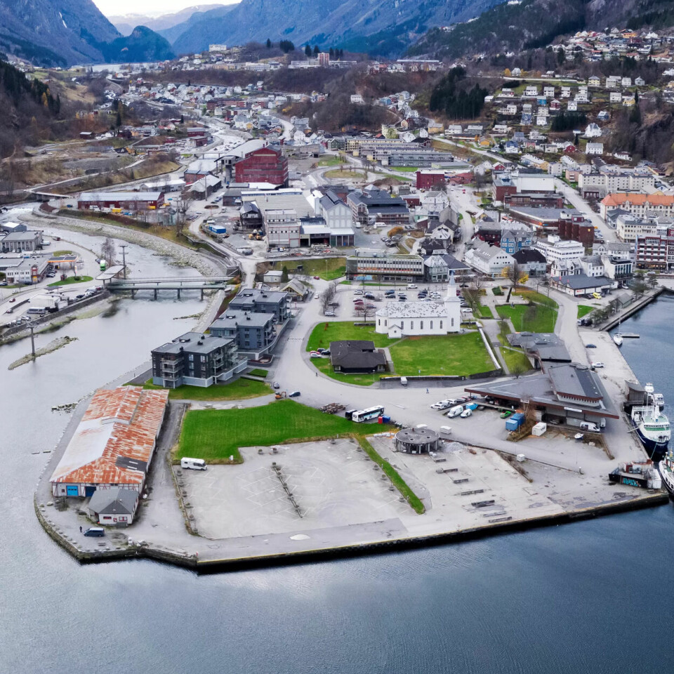 ROLIG PÅ VENT: I dag renner Opo rolig gjennom byen Odda. I framtiden vil en flom som i 2014 komme på nytt, og det vil skje hyppigere enn før. ROLIG PÅ VENT: I dag renner Opo rolig gjennom byen Odda. I framtiden vil en flom som i 2014 komme på nytt, og det vil skje hyppigere enn før.