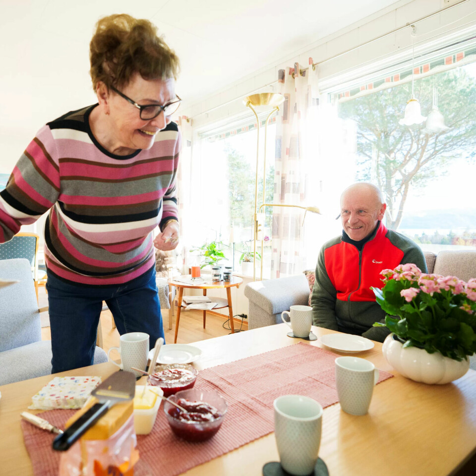 EKSTRASERVICE: Det serveres hjemmelaga plommesyltetøy til vaflene på Hitra. Det var bøttevis med plommer i fjor. EKSTRASERVICE: Det serveres hjemmelaga plommesyltetøy til vaflene på Hitra. Det var bøttevis med plommer i fjor.